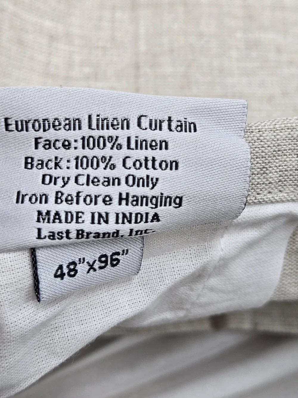QUINCE Set Of 2 48x96 European Linen Curtains Flax 0053